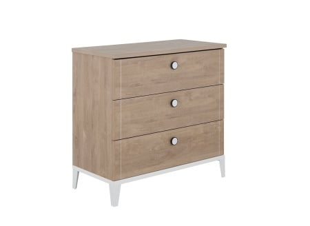 Commode 3 tiroirs ELLIOT Blanc/chêne - 2