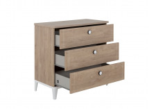 Commode 3 tiroirs ELLIOT Blanc/chêne - 3