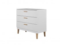 Commode Krypton 3 Tiroirs + 3 Portes | Coloris Chêne, Blanc, Gris | Panneau Mélaminé | Poignées Métal Noir | Dimensions L113 X P39.6 X H74 Cm