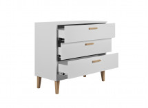 Commode 3 tiroirs DREAM  Blanc/Chêne - 4