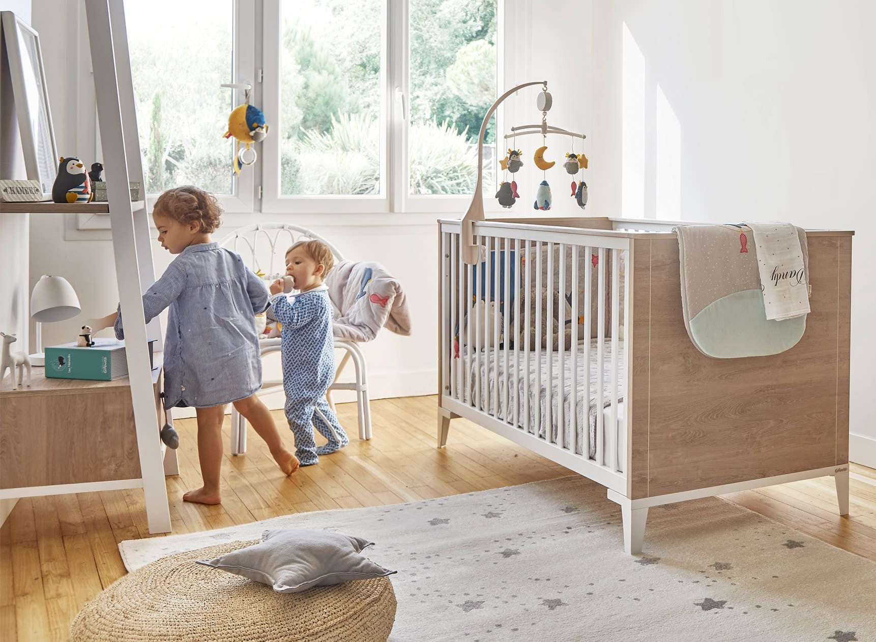 Chambre bébé complète ELLIOT Blanc Chêne Nateo Concept