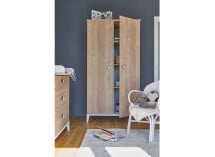 Armoire 2 portes ELLIOT Blanc/Chêne - Ambiance