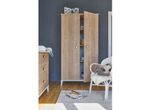Armoire 2 portes ELLIOT Blanc/Chêne - Ambiance