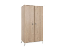 Armoire 2 portes ELLIOT Blanc/Chêne - Fond blanc