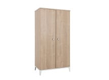 Armoire 2 portes ELLIOT Blanc/Chêne - Fond blanc