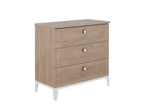 Commode 3 tiroirs ELLIOT Blanc/Chêne - Fond blanc