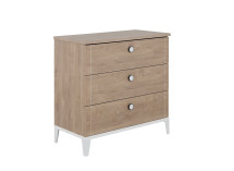Commode 3 tiroirs ELLIOT Blanc/Chêne - Fond blanc