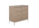 Commode 3 tiroirs ELLIOT Blanc/Chêne - Fond blanc