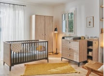 Chambre bébé complète ELLIOT Noir/Chêne - 1