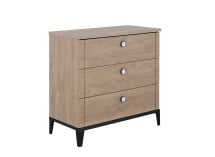 Commode 3 tiroirs ELLIOT Ardoise/Chêne - Fond blanc