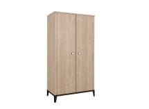 Armoire 2 portes ELLIOT Noir/Chêne - Fond blanc