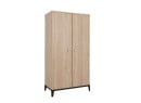 Armoire 2 portes ELLIOT Noir/Chêne - Fond blanc