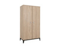 Armoire 2 portes ELLIOT Ardoise/Chêne - Fond blanc