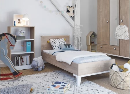 Lit évolué ELLIOT Blanc/Chêne - 2