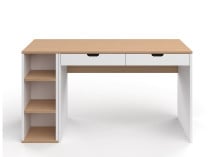 Bureau 2 tiroirs rangement ALBI Blanc/Chêne - 5