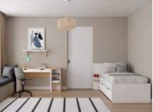 Bureau 2 tiroirs rangement ALBI Blanc/Chêne - 2