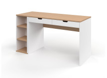 Bureau 2 tiroirs rangement ALBI Blanc/Chêne - 3