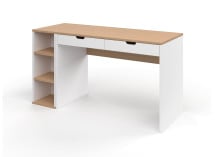 Bureau 2 tiroirs rangement ALBI Blanc/Chêne - 3
