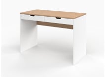 Bureau 2 tiroirs ALBI Blanc/Chêne - 3