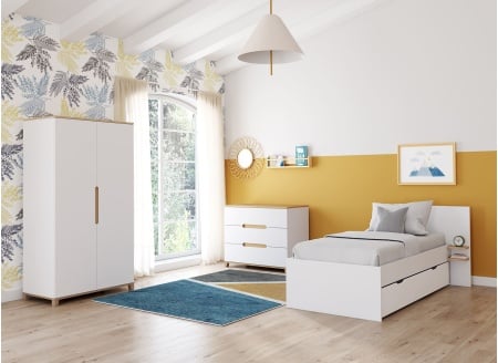 Commode 3 tiroirs ALBI Blanc/Chêne - 2