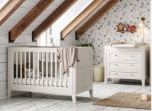 Chambre bébé Duo MILENNE – Blanc lit bébé à barreaux
