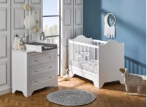Chambre bébé Duo SPARTE – Blanc lit bébé à barreaux