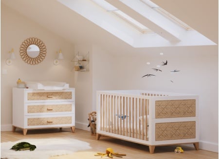 Chambre bébé Duo NAMI - Blanc/Cèdre