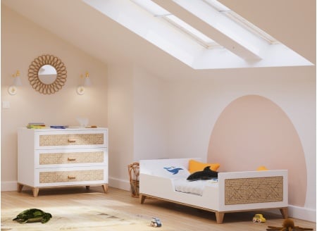 Chambre bébé Duo NAMI Blanc/Cèdre - Evoluée