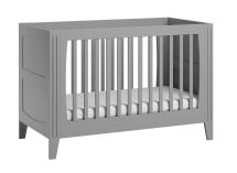 Chambre bébé Duo - lit bébé et commode MILENNE – Gris - lit bébé à barreaux seul fond blanc