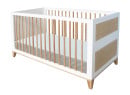 Lit bébé NAMI Blanc/Cèdre sur fond blanc