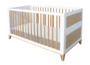 Lit bébé NAMI Blanc/Cèdre sur fond blanc