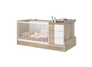 Lit bébé combiné évolutif SALTO Chêne sur fond blanc