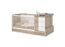 Lit bébé combiné évolutif SALTO Chêne sur fond blanc