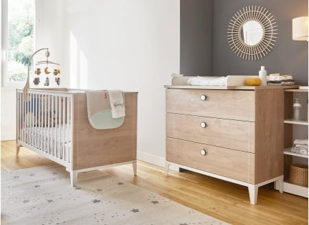 Chambre bébé duo ELLIOT - Blanc/Chêne