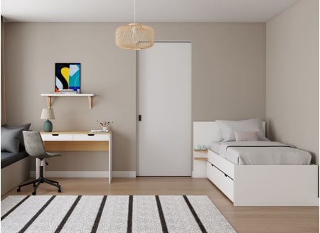 Bureau 2 tiroirs ALBI Blanc/Chêne - 2