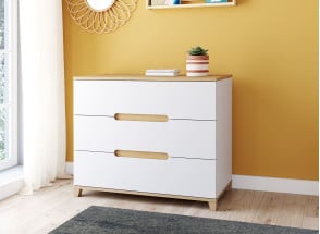 Commode 2 Portes 1 Tiroir Eloi Blanc Et Bois