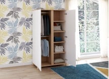 Armoire 2 portes ALBI Blanc/Chêne - 2