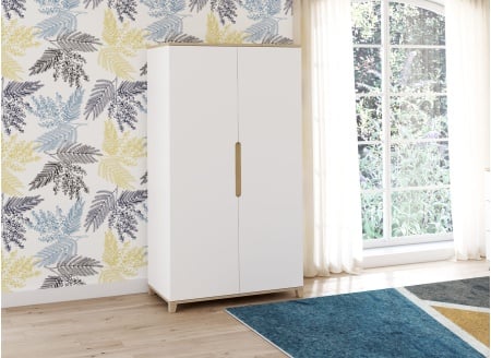 Armoire 2 portes ALBI Blanc/Chêne - 1