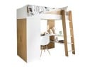 Lit mezzanine bureau et armoire MANLY - Blanc/Chêne - 7