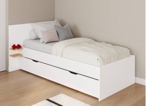 90x200 ALBI Trundle Bed - White/Oak