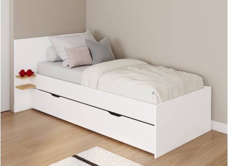 Lit gigogne 90x200 ALBI Blanc/Chêne - 1