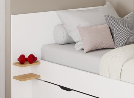 Lit gigogne 90x200 ALBI Blanc/Chêne - 2