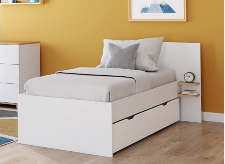 Lit gigogne 90x190 ALBI Blanc/Chêne - 1