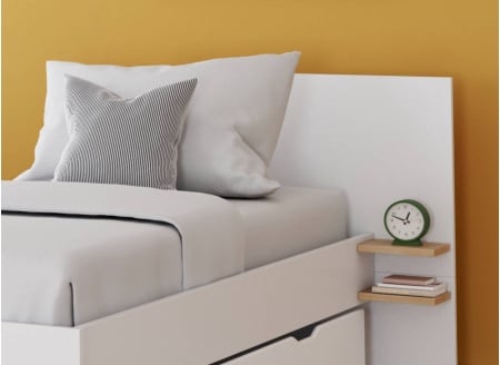 Lit gigogne 90x190 ALBI Blanc/Chêne - 2