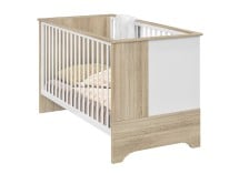 Lit bébé SALTO Blanc/Chêne sur fond blanc - 1