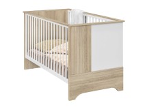 Lit bébé SALTO Blanc/Chêne sur fond blanc - 1