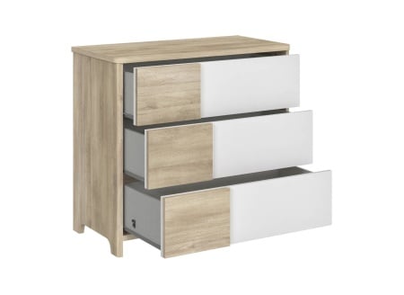Commode 3 tiroirs SALTO Blanc/Chêne - 2