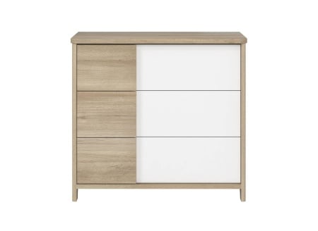 Commode 3 tiroirs SALTO Blanc/Chêne - 1