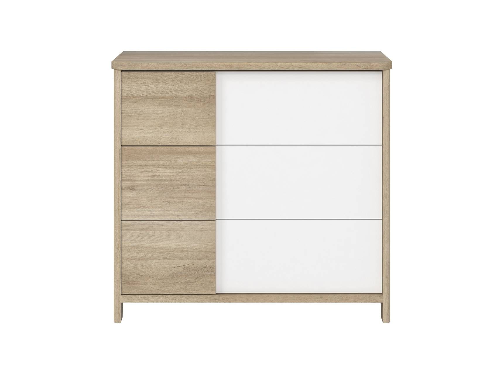 Commode 3 tiroirs SALTO Blanc/Chêne - 1