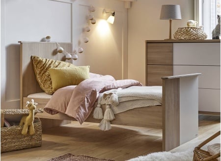 Lit évolué SALTO Blanc/Chêne
